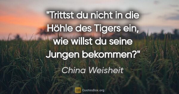 China Weisheit Zitat: "Trittst du nicht in die Höhle des Tigers ein, wie willst du..."