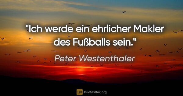 Peter Westenthaler Zitat: "Ich werde ein ehrlicher Makler des Fußballs sein."