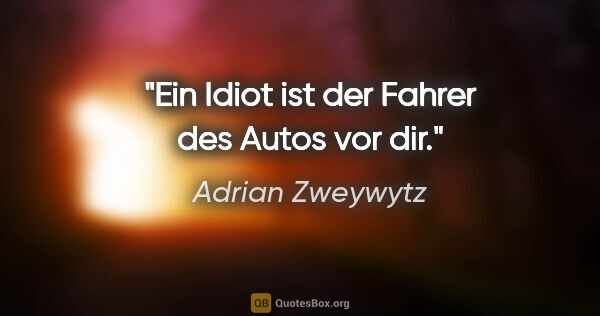 Adrian Zweywytz Zitat: "Ein Idiot ist der Fahrer des Autos vor dir."