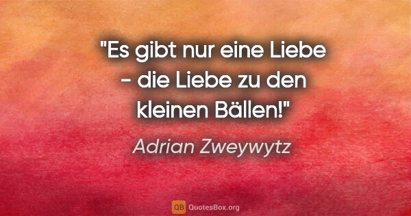 Adrian Zweywytz Zitat: "Es gibt nur eine Liebe - die Liebe zu den kleinen Bällen!"