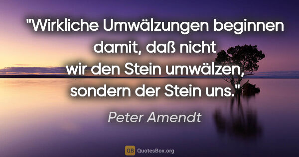 Peter Amendt Zitat: "Wirkliche Umwälzungen beginnen damit, daß nicht wir den Stein..."