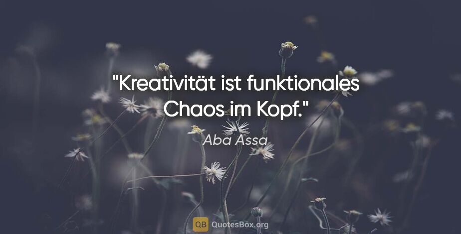 Aba Assa Zitat: "Kreativität ist funktionales Chaos im Kopf."