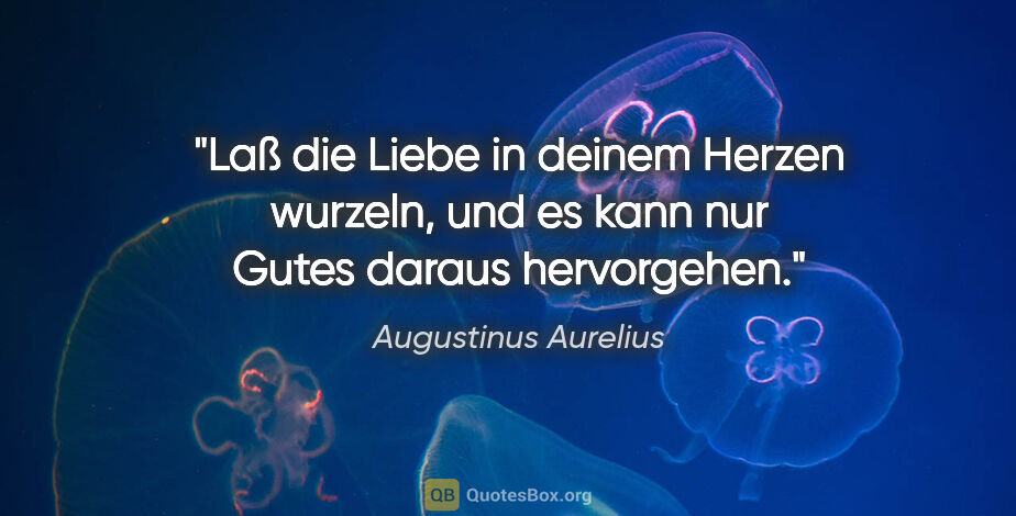 Augustinus Aurelius Zitat: "Laß die Liebe in deinem Herzen wurzeln,

und es kann nur Gutes..."