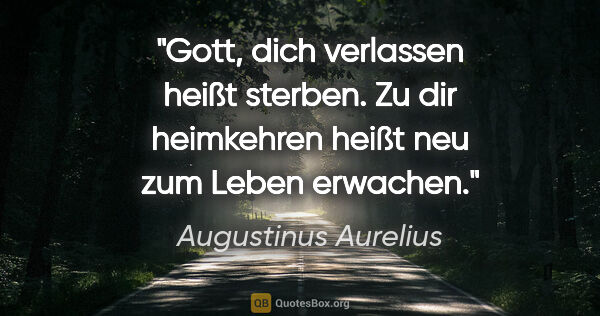 Augustinus Aurelius Zitat: "Gott, dich verlassen heißt sterben.
Zu dir heimkehren heißt..."