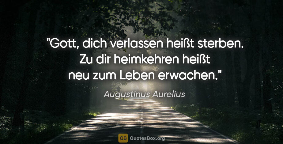 Augustinus Aurelius Zitat: "Gott, dich verlassen heißt sterben.
Zu dir heimkehren heißt..."