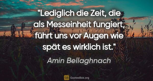 Amin Bellaghnach Zitat: "Lediglich die Zeit, die als Messeinheit fungiert,
führt uns..."