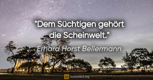 Erhard Horst Bellermann Zitat: "Dem Süchtigen gehört die Scheinwelt."