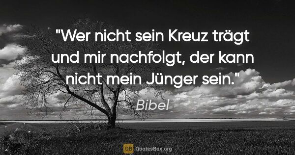 Bibel Zitat: "Wer nicht sein Kreuz trägt und mir nachfolgt, der kann nicht..."