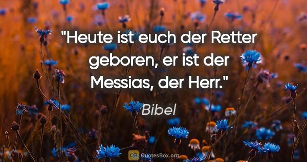 Bibel Zitat: "Heute ist euch der Retter geboren, er ist der Messias, der Herr."