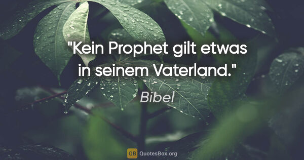 Bibel Zitat: "Kein Prophet gilt etwas in seinem Vaterland."