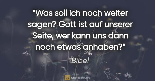 Bibel Zitat: "Was soll ich noch weiter sagen? Gott ist auf unserer Seite,..."