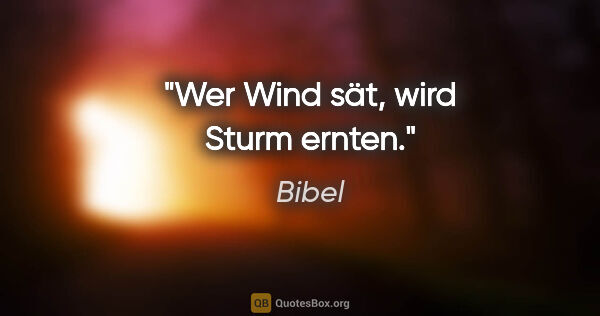 Bibel Zitat: "Wer Wind sät, wird Sturm ernten."