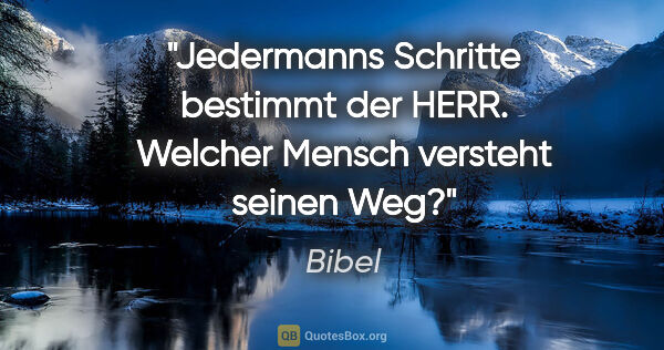 Bibel Zitat: "Jedermanns Schritte bestimmt der HERR. Welcher Mensch versteht..."