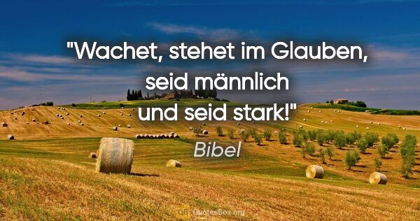 Bibel Zitat: "Wachet, stehet im Glauben, seid männlich und seid stark!"