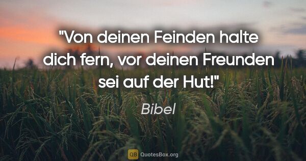 Bibel Zitat: "Von deinen Feinden halte dich fern,
vor deinen Freunden sei..."