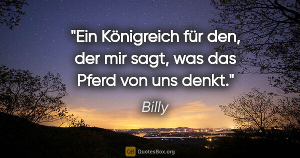 Billy Zitat: "Ein Königreich für den, der mir sagt, was das Pferd von uns..."