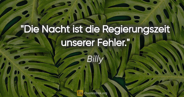 Billy Zitat: "Die Nacht ist die Regierungszeit unserer Fehler."