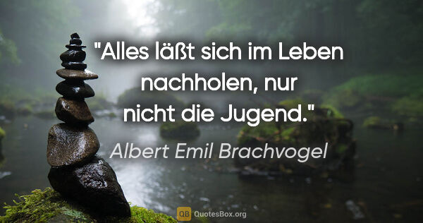 Albert Emil Brachvogel Zitat: "Alles läßt sich im Leben nachholen, nur nicht die Jugend."