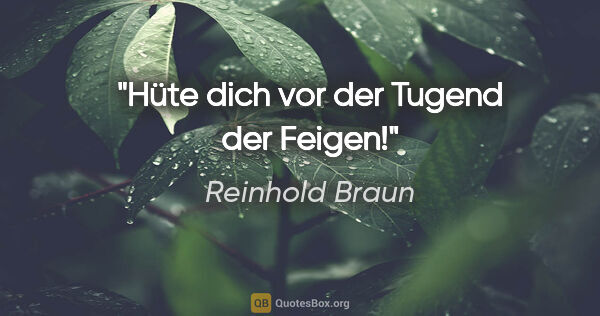 Reinhold Braun Zitat: "Hüte dich vor der Tugend der Feigen!"