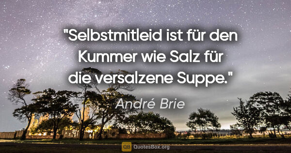 André Brie Zitat: "Selbstmitleid ist für den Kummer wie Salz für die versalzene..."