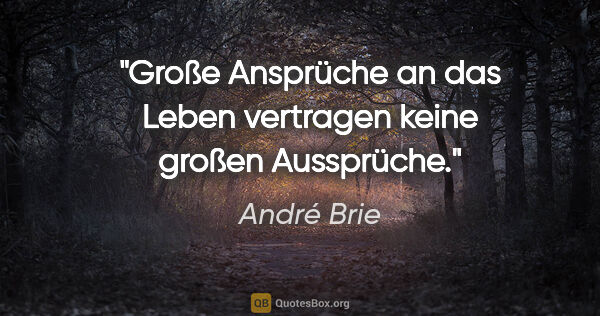 André Brie Zitat: "Große Ansprüche an das Leben vertragen keine großen Aussprüche."