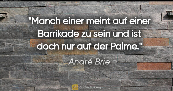 André Brie Zitat: "Manch einer meint auf einer Barrikade zu sein und ist doch nur..."