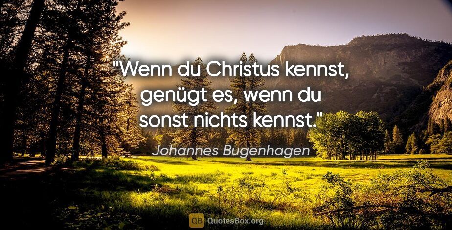 Johannes Bugenhagen Zitat: "Wenn du Christus kennst, genügt es, wenn du sonst nichts kennst."