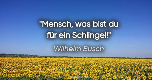 Wilhelm Busch Zitat: "Mensch, was bist du für ein Schlingel!"