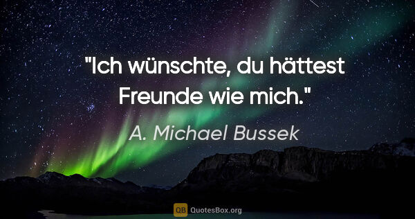 A. Michael Bussek Zitat: "Ich wünschte, du hättest Freunde wie mich."