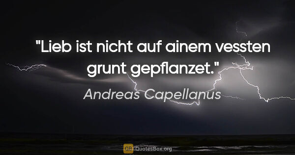 Andreas Capellanus Zitat: "Lieb ist nicht auf ainem vessten grunt gepflanzet."