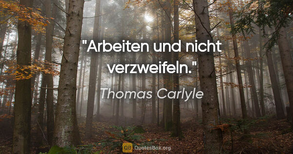 Thomas Carlyle Zitat: "Arbeiten und nicht verzweifeln."