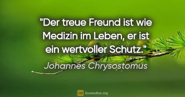 Johannes Chrysostomus Zitat: "Der treue Freund ist wie Medizin im Leben, er ist ein..."