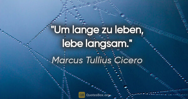 Marcus Tullius Cicero Zitat: "Um lange zu leben, lebe langsam."