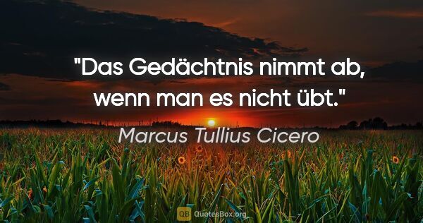 Marcus Tullius Cicero Zitat: "Das Gedächtnis nimmt ab, wenn man es nicht übt."