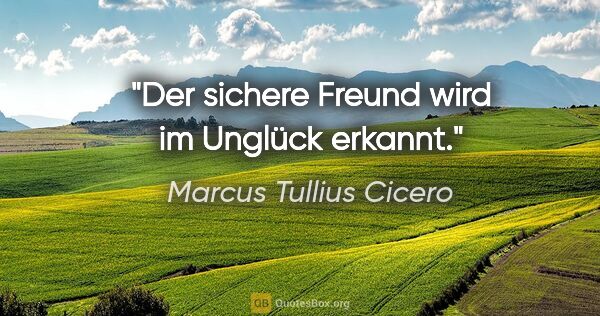 Marcus Tullius Cicero Zitat: "Der sichere Freund wird im Unglück erkannt."