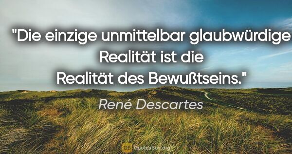 René Descartes Zitat: "Die einzige unmittelbar glaubwürdige Realität
ist die Realität..."