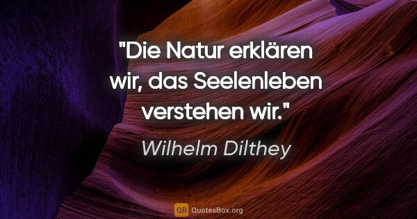 Wilhelm Dilthey Zitat: "Die Natur erklären wir, das Seelenleben verstehen wir."
