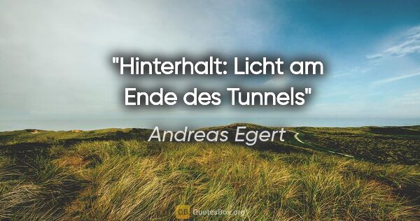 Andreas Egert Zitat: "Hinterhalt: Licht am Ende des Tunnels"