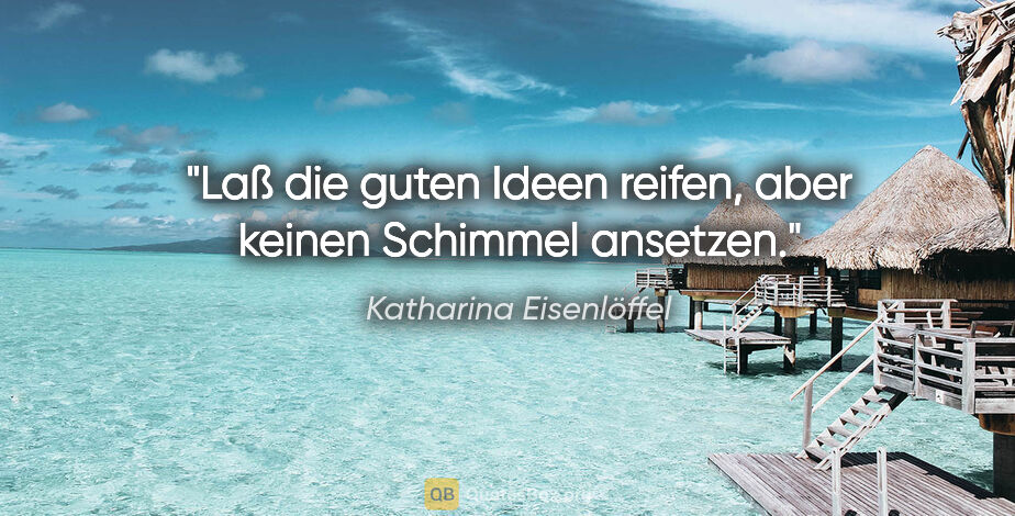 Katharina Eisenlöffel Zitat: "Laß die guten Ideen reifen, aber keinen Schimmel ansetzen."