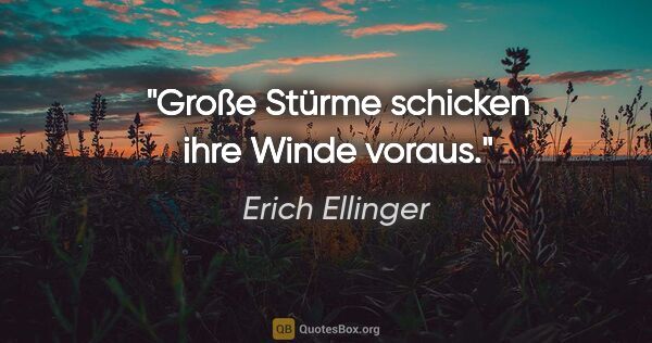 Erich Ellinger Zitat: "Große Stürme schicken ihre Winde voraus."