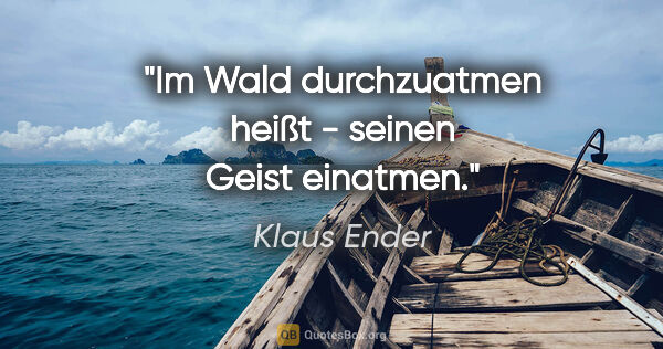 Klaus Ender Zitat: "Im Wald durchzuatmen heißt - seinen Geist einatmen."