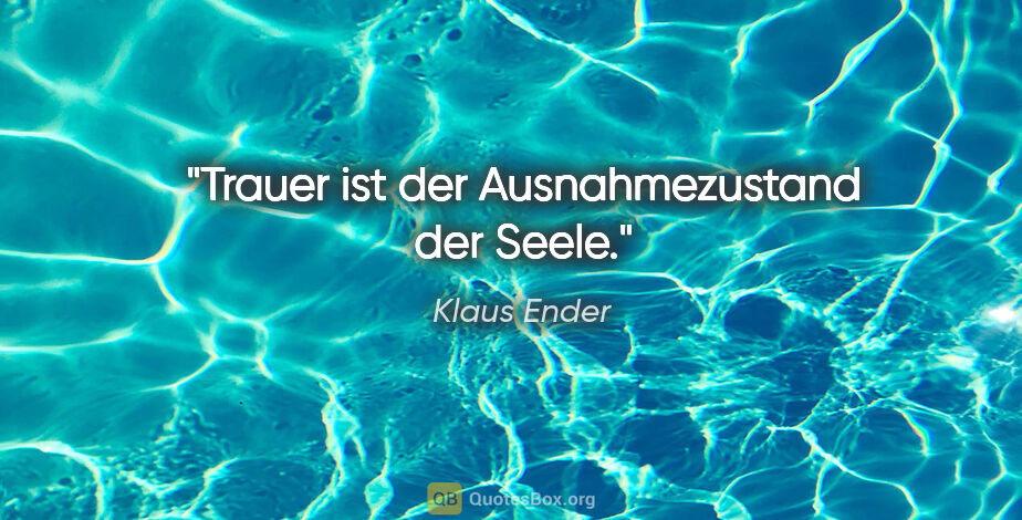 Klaus Ender Zitat: "Trauer ist der Ausnahmezustand der Seele."