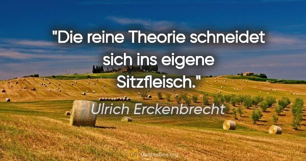 Ulrich Erckenbrecht Zitat: "Die reine Theorie schneidet sich ins eigene Sitzfleisch."