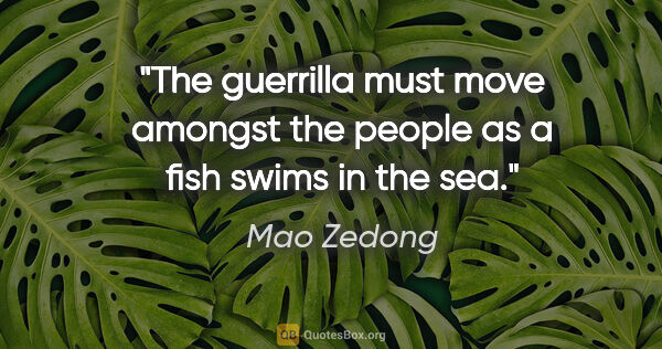 Mao Zedong quote: "The guerrilla must move amongst the people as a fish swims in..."