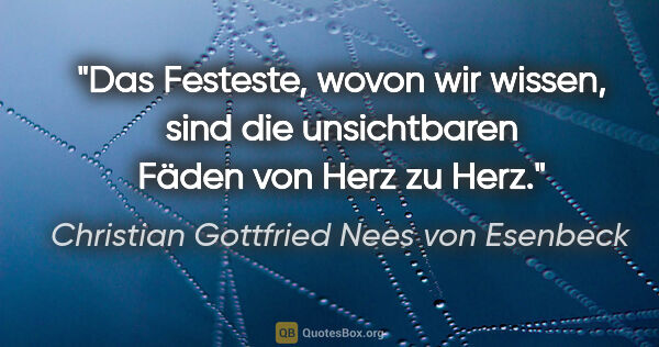 Christian Gottfried Nees von Esenbeck Zitat: "Das Festeste, wovon wir wissen, sind die
unsichtbaren Fäden..."