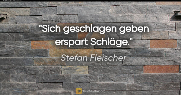 Stefan Fleischer Zitat: "Sich geschlagen geben erspart Schläge."