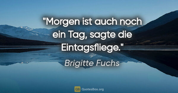Brigitte Fuchs Zitat: ""Morgen ist auch noch ein Tag", sagte die Eintagsfliege."