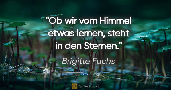 Brigitte Fuchs Zitat: "Ob wir vom Himmel etwas lernen, steht in den Sternen."