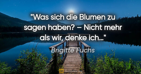 Brigitte Fuchs Zitat: "Was sich die Blumen zu sagen haben? –
Nicht mehr als wir,..."