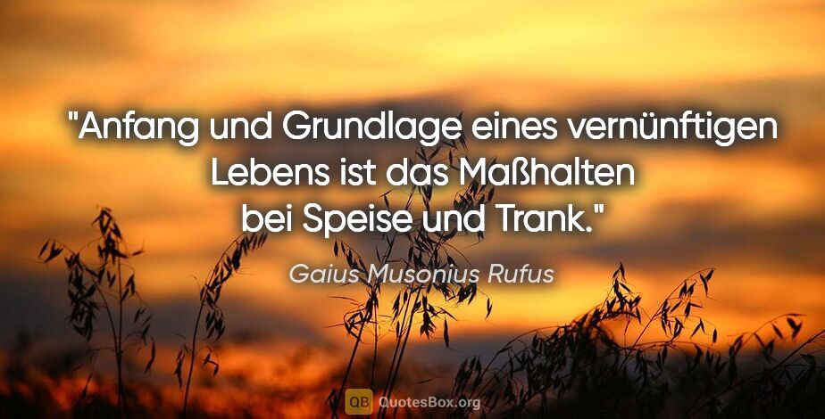 Gaius Musonius Rufus Zitat: "Anfang und Grundlage eines vernünftigen Lebens ist das..."